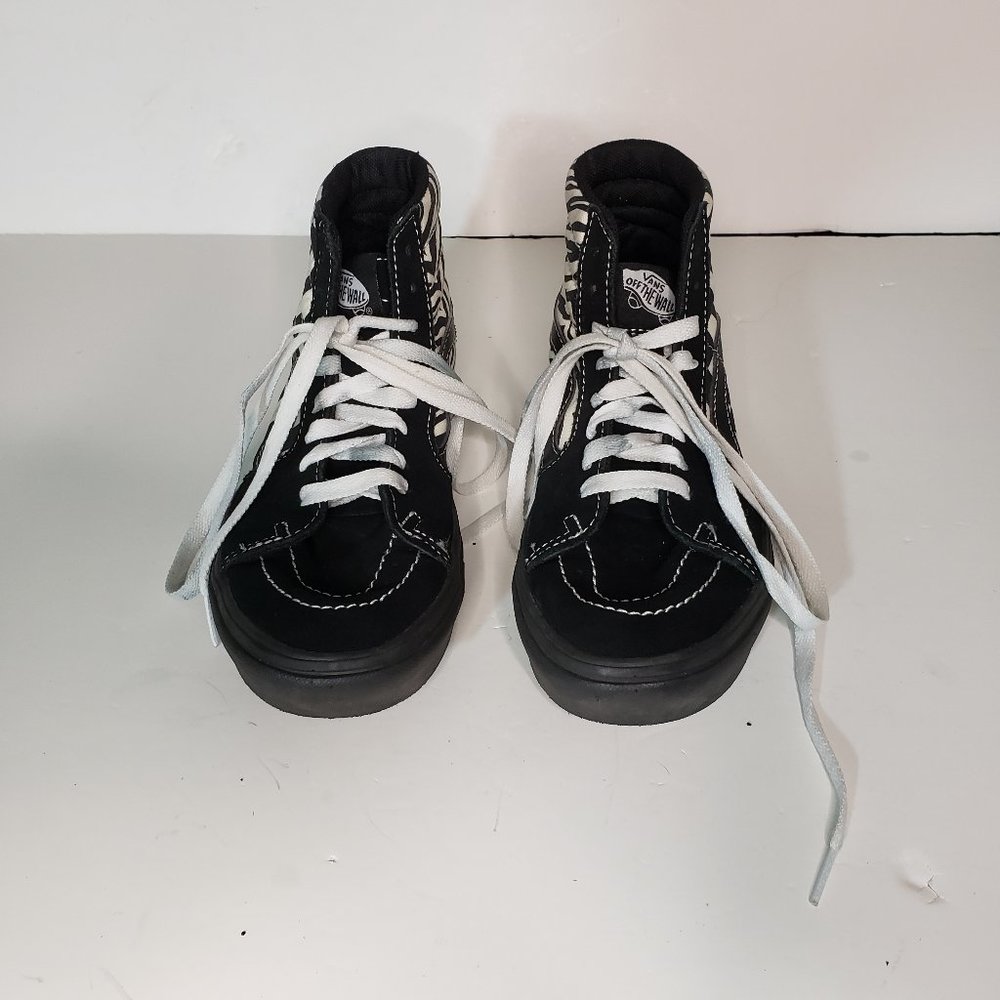 Vans Sk8-Hi Mens Womens Black White Checkered Zebra Canvas